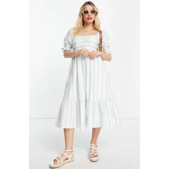 Abercrombie & Fitch Dresses & Skirts - Abercrombie & Fitch Puff Sleeve Striped Midi Dress